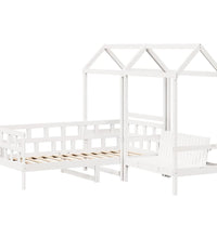 Tagesbett Set mit Dach Weiß 80x200 cm Massivholz Kiefer