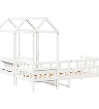 Tagesbett Set mit Dach Weiß 80x200 cm Massivholz Kiefer