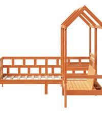 Tagesbett Set mit Dach Wachsbraun 80x200 cm Massivholz Kiefer