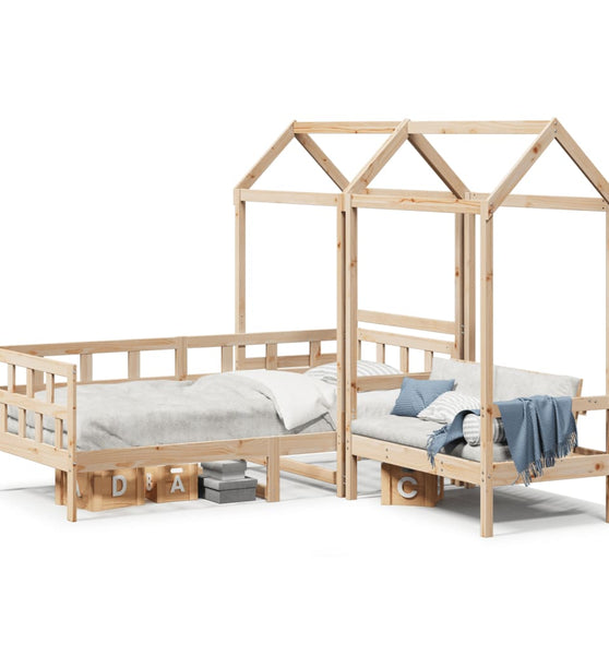 Tagesbett Set mit Dach 90x190 cm Massivholz Kiefer