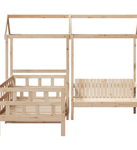 Tagesbett Set mit Dach 90x190 cm Massivholz Kiefer