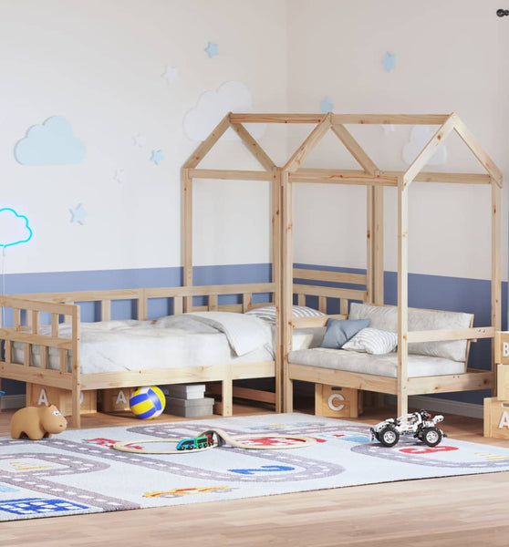 Tagesbett Set mit Dach 90x190 cm Massivholz Kiefer