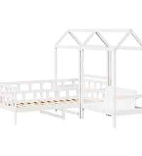 Tagesbett Set mit Dach Weiß 90x190 cm Massivholz Kiefer