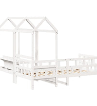 Tagesbett Set mit Dach Weiß 90x190 cm Massivholz Kiefer