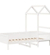 Tagesbett mit Dach Weiß 90x190 cm Massivholz Kiefer