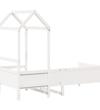 Tagesbett mit Dach Weiß 90x190 cm Massivholz Kiefer