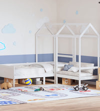 Tagesbett und Bank mit Dach Weiß 90x190 cm Kiefernholz