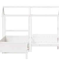 Tagesbett und Bank mit Dach Weiß 90x190 cm Kiefernholz