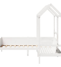 Tagesbett und Bank mit Dach Weiß 90x190 cm Kiefernholz