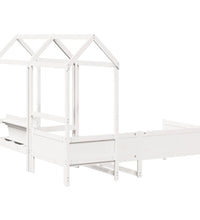 Tagesbett und Bank mit Dach Weiß 90x190 cm Kiefernholz