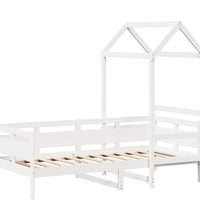 Tagesbett mit Dach Weiß 80x200 cm Massivholz Kiefer