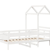 Tagesbett mit Dach Weiß 90x190 cm Massivholz Kiefer