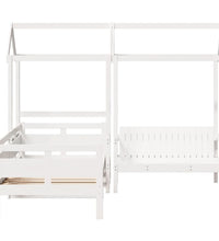 Tagesbett und Bank mit Dach Weiß 90x200 cm Kiefernholz