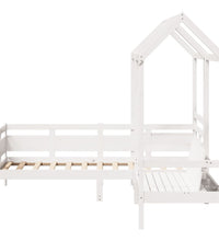 Tagesbett und Bank mit Dach Weiß 90x200 cm Kiefernholz