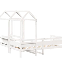 Tagesbett und Bank mit Dach Weiß 90x200 cm Kiefernholz