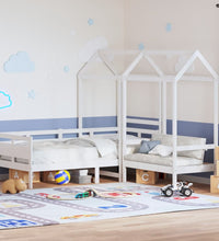 Tagesbett und Bank mit Dach Weiß 90x200 cm Kiefernholz