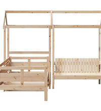 Tagesbett und Bank mit Dach 80x200 cm Kiefernholz