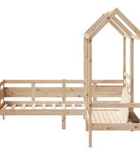 Tagesbett und Bank mit Dach 80x200 cm Kiefernholz