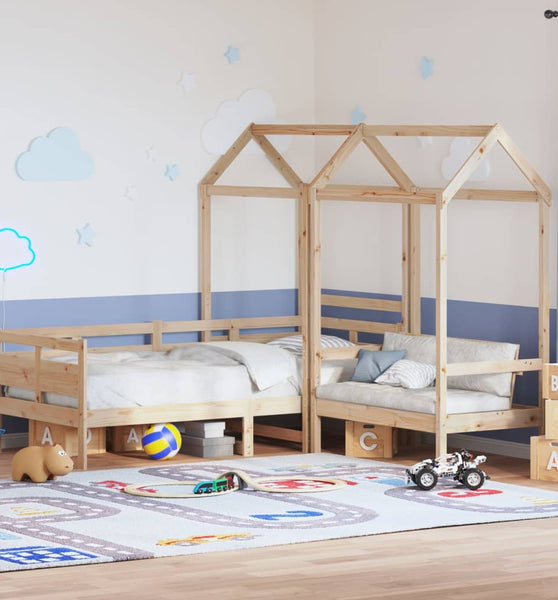 Tagesbett und Bank mit Dach 80x200 cm Kiefernholz