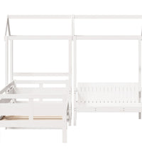 Tagesbett und Bank mit Dach Weiß 80x200 cm Kiefernholz