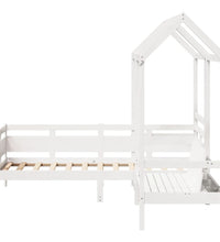 Tagesbett und Bank mit Dach Weiß 80x200 cm Kiefernholz