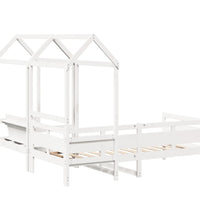 Tagesbett und Bank mit Dach Weiß 80x200 cm Kiefernholz