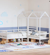 Tagesbett und Bank mit Dach Weiß 80x200 cm Kiefernholz