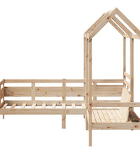 Tagesbett und Bank mit Dach 90x190 cm Kiefernholz