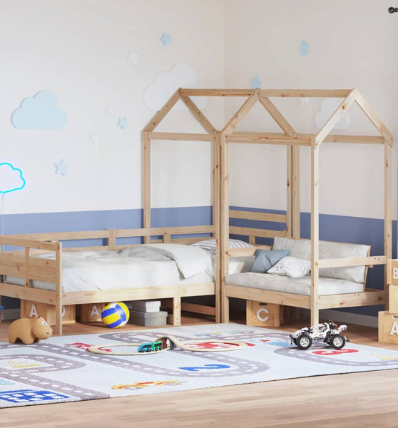 Tagesbett und Bank mit Dach 90x190 cm Kiefernholz