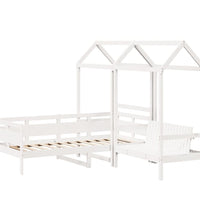 Tagesbett und Bank mit Dach Weiß 90x190 cm Kiefernholz