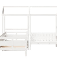 Tagesbett und Bank mit Dach Weiß 90x190 cm Kiefernholz