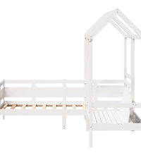 Tagesbett und Bank mit Dach Weiß 90x190 cm Kiefernholz