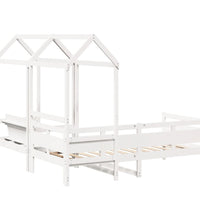 Tagesbett und Bank mit Dach Weiß 90x190 cm Kiefernholz