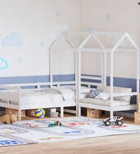 Tagesbett und Bank mit Dach Weiß 90x190 cm Kiefernholz