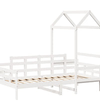 Tagesbett mit Dach Weiß 90x200 cm Massivholz Kiefer