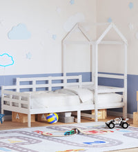 Tagesbett mit Dach Weiß 90x200 cm Massivholz Kiefer