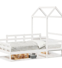 Tagesbett mit Dach Weiß 90x200 cm Massivholz Kiefer