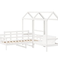 Tagesbett und Bank mit Dach Weiß 90x200 cm Kiefernholz