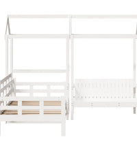 Tagesbett und Bank mit Dach Weiß 90x200 cm Kiefernholz