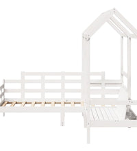 Tagesbett und Bank mit Dach Weiß 90x200 cm Kiefernholz
