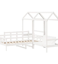 Tagesbett und Bank mit Dach Weiß 80x200 cm Kiefernholz