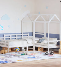 Tagesbett und Bank mit Dach Weiß 80x200 cm Kiefernholz