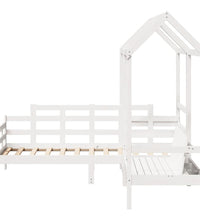 Tagesbett und Bank mit Dach Weiß 80x200 cm Kiefernholz