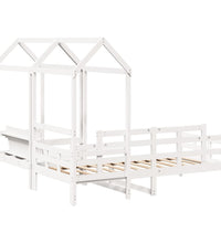 Tagesbett und Bank mit Dach Weiß 80x200 cm Kiefernholz