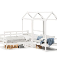 Tagesbett und Bank mit Dach Weiß 80x200 cm Kiefernholz