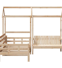 Tagesbett und Bank mit Dach 90x190 cm Kiefernholz