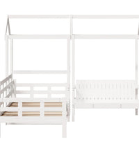 Tagesbett und Bank mit Dach Weiß 90x190 cm Kiefernholz