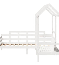 Tagesbett und Bank mit Dach Weiß 90x190 cm Kiefernholz