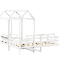 Tagesbett und Bank mit Dach Weiß 90x190 cm Kiefernholz