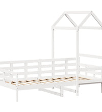 Tagesbett mit Dach Weiß 90x200 cm Massivholz Kiefer